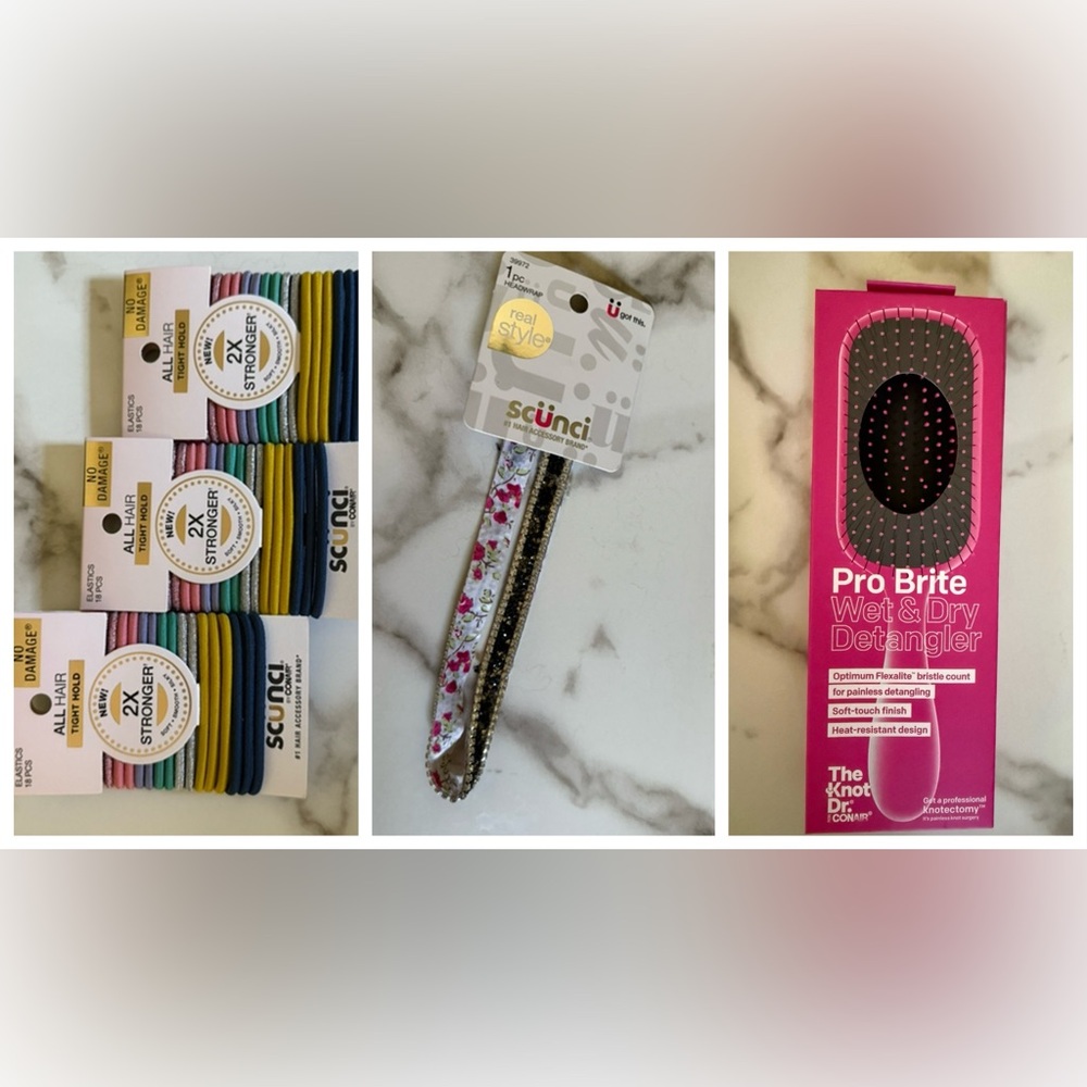 Conair The Knot Dr Detangling Hair Brush and Scunci Hair Accessories Bundle - Picture 1 of 1